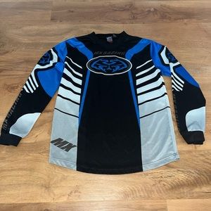 Youth Size XL 18 MTX Motocross Dirt Bike Jersey Black Blue Long Sleeve MX Racing